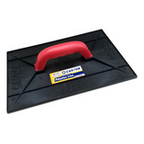 Desempenadeira Plástica Pvc 22x34cm Lisa Preta Castor