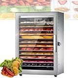 Desidratador De Alimentos 12 Bandejas De Aço Inoxidável 800w Controle De Temperatura 194 F Temporizador 24 Horas Para Frutas Iogurte Vegetais Ingredientes Não Incluídos