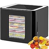Desidratador De Alimentos Máquina Secadora De Frutas De Aço Inoxidável Com 6 Bandejas Design De Controle De Toque LED Máquina De Secar Alimentos 35 70 Temporizador 48H Sem BPA Para Carne Seca De Frutas Vegetais Lanches Para Cães Azul Herbal