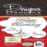 Designer Stencils Conjunto De Estênceis De Bolo De Celebração Com Script Bege Semitransparente