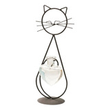  Desktop Gato Forma De Vidro Plantador Vaso Planta Preto