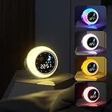 Despertador Infantil Para Decoração De Quarto Relógio Digital OK To Wake Para Crianças Com Nascer Do Sol E Lua Máquina De Som De Ruído Branco E Luz Noturna Para Menino Menino Treinador De Sono