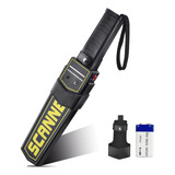 Detector De Metais Manual Portátil Com Bateria Recarregável Sensor Scanner Profissional Cor Preto Ex Decor