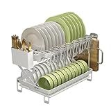 DEVA Escorredor De Louça Inox Porta Talheres Com Escorredor Talheres Copos Organizador Louça Para Cozinha Escorredor De Pratos Branco