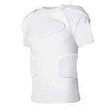 DGXINJUN Camisa Masculina De Compressão Acolchoada Esportiva Manga Curta Camiseta Protetora Ombro Costela Peito Costas Almofadas Almofadas Para Futebol Adulto Basquete Paintball Rugby Treinamento Médio Branco 