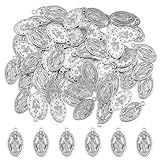 DICOSMETIC 80 Peças De Liga De Prata Antiga Religiosa Medalha Oval Religiosa Virgem Maria Pingente Medalhas Milagrosa Orar Para Fazer Joias DIY- Furo- 1-8 Mm- Liga Metálica- Sem Pedra Preciosa