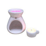Difusor Aromatizador Rechaud À Vela Cerâmica Branco Grande