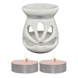 Difusor Rechaud 2 Vela 100 Natural Óleo Ess Wax Melts Bco