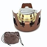 DINGFAN Fogão A álcool Mini Queimador De álcool Leve Para Mochila De Latão Ultraleve Mini Acampamento Fogões De Forno A álcool Suporte Para Acampamento Ao Ar Livre Caminhadas Churrasco 