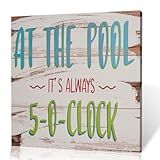 Dingleiever Quadro Decorativo De Arte De Parede Em Tela Com Praia Piscina E Casa Estilo Rústico Clássico 39 4 X 39 4 Cm Piscina 1 
