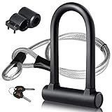 DINOKA Bike U Lock 16 Mm De Trava De Bicicleta De Segurança Em U Com Cabo De Bicicleta Flexível De 1 8 M E Suporte De Montagem Resistente Para Bicicleta De Estrada Mountain Bike Electric Bike Dobrável