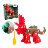 Dinossauro Monta Desmonta Dino Ferramenta Brinquedo Infantil Cor Vermelho