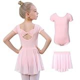 DIPUG Meninas Collant De Balé Rosa Com Saia Removível Vestido De Dança Infantil Oco Nas Costas Tamanho Combinado 8 9 10 L