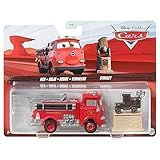 Disney Carros 2023 Mattel Escala 1 55 Fundido Pacote Com 2 Unidades Vermelho O Caminhão De Bombeiros E O Monumento Stanley