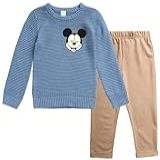 Disney Conjunto De Calças Para Bebês Meninos Suéter Mickey Mouse E Ursinho Pooh Calça De Malha Conjunto De Roupas Para Bebês Crianças 12 Meses A 4 Anos Cara Pequena Do Mickey Azul 4 Anos