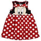 Disney Vestido Infantil Para Meninas Com Rosto De Minnie Bolinhas Vermelhas Vermelho 2T