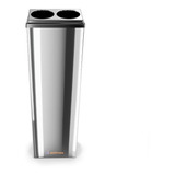 Dispensador Copos Inox Lixeira Dupla Para Descartável Água