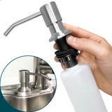Dispenser Aço Inox Escovado Dosador Detergente 300ml Inox
