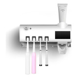 Dispenser Aplicador Creme Dental Suporte 4 Escovas Banheiro Cor Branco