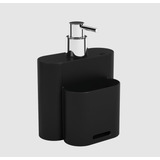 Dispenser Detergente Coza Dosador Esponja Sabão Líquido Cor Preto