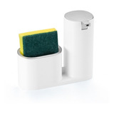 Dispenser Detergente Luxo Cromado Branco Fosco Porta Bucha