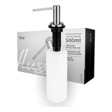 Dispenser Dosador De Sabão Porta Detergente Embutir Iura Fluss Bancada Inox Cromado Escovado 500ml