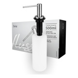 Dispenser Dosador De Sabão Porta Detergente Embutir Iura Fluss Bancada Inox Cromado Escovado 500ml