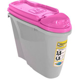 Dispenser Home Porta Ração Plast Pet 3 5l Diversas Cores Cor Rosa