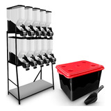 Dispenser Porta Armazenamento Cereais Ração 10 Módulos 20l Cor Preto