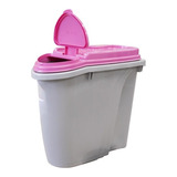 Dispenser Porta Ração 8 Litros Para 3 5kg Plast Pet Rosa