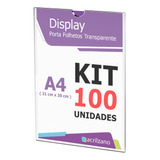Display Acrilico Papel A4 30x21cm Parede Kit 100 Peças