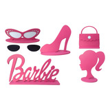 Display Barbie Kit 5 Peças Festa Decoração Centro Mesa