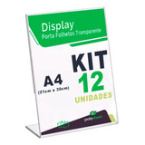 Display De Mesa De Acrilico Folha A4 L Vertical 12 Uni