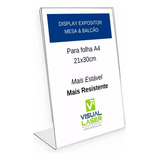 Display Expositor Acrílico Cristal A4 L Mesa Balcão Vertical