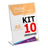 Display L 15x21 A5 Acrílico Balcão Mesa 10 Pecas