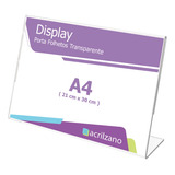 Display L A4 Porta Folha Mesa Horizontal Acrílico Kit 16