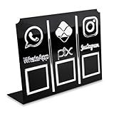 Display Placa 3 Em 1 WhatsApp Pix Instagram Qr Code Preto Pagamentos Interação Balcão Loja Estabelecimento Vendas Studio Cílios Sobrancelha Preto E Prata