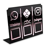Display Placa 3 Em 1 WhatsApp Pix Instagram Qr Code Preto Pagamentos Interação Balcão Loja Estabelecimento Vendas Studio Cílios Sobrancelha Preto E Rosa