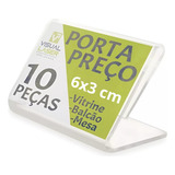 Display Porta Preço Kit 10 Cristal 6x3cm Balcão Mesa Buffet Padaria Vitrine