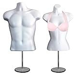 DisplayTown Torso De Manequim Feminino Masculino Com Suporte Forma De Vestido Exibição De Camiseta Corpo Traseiro Oco Com Suporte De Metal E Gancho Para Artesanato De Bancada Mostra Roupas De Mesa
