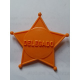 Distintivo Estrela Delegado Plástico Antigo Laranja Claro
