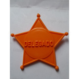 Distintivo Estrela Delegado Plástico Antigo Laranja Escuro
