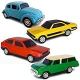 Diverplas Kit 4x1 Carro Brinquedo Gol Fusca Opala Veraneio Coleção Antigo Miniatura