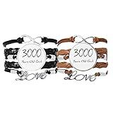 DIYthinker 3000 Years Old Girl Age Art Deco Presente Fashion Pulseira De Mão Pulseira De Couro Corda Conjunto Duplo Presente