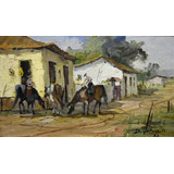 Djalma Urban Estância Óleo S Eucatex Emoldurada