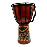 Djembe Percussão Africano Trabalhado Pintado Tambor