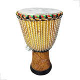 Djembe Tambor Percussao Africano De Madeira Artesanal Medio