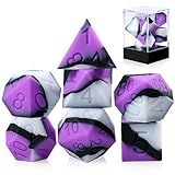 DNDND Conjunto De Dados DND De Silicone 7 Peças De Borracha De Silicone D D Com Caixa De Exibição De Plástico Transparente Para Jogos De RPG De Dungeons And Dragons E Jogos De Mesa Roxo Preto E Branco