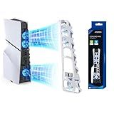 Dobe Cooler Externo Ventilador Fan USB Com LED Para PS5 SLIM Disco E Digital 3 Ventiladores Design Leve E Compacto Branco