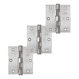Dobradiça 3 x 2 Aço Cromado 25kg Kit Com 3 Peças